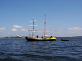 Sailing yacht on Mikolajeskie Lake